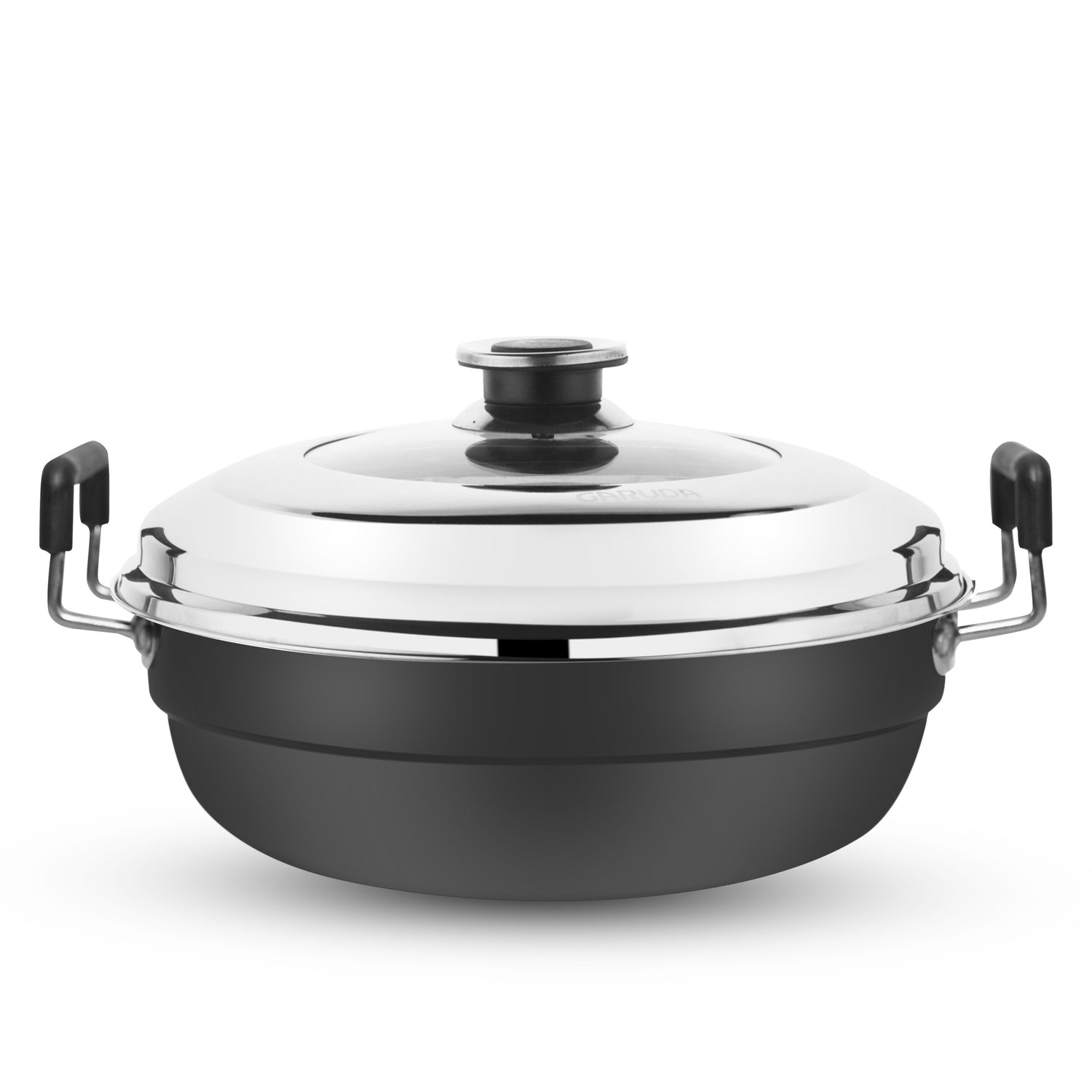 Garuda Hard Annodised Induction Bottom Multi Kadai with Glass Lid