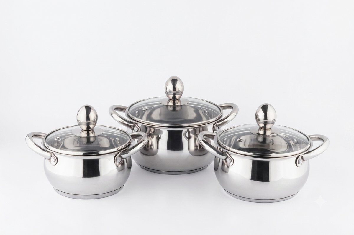 3 Pcs Status Handi Set with Glass Lid