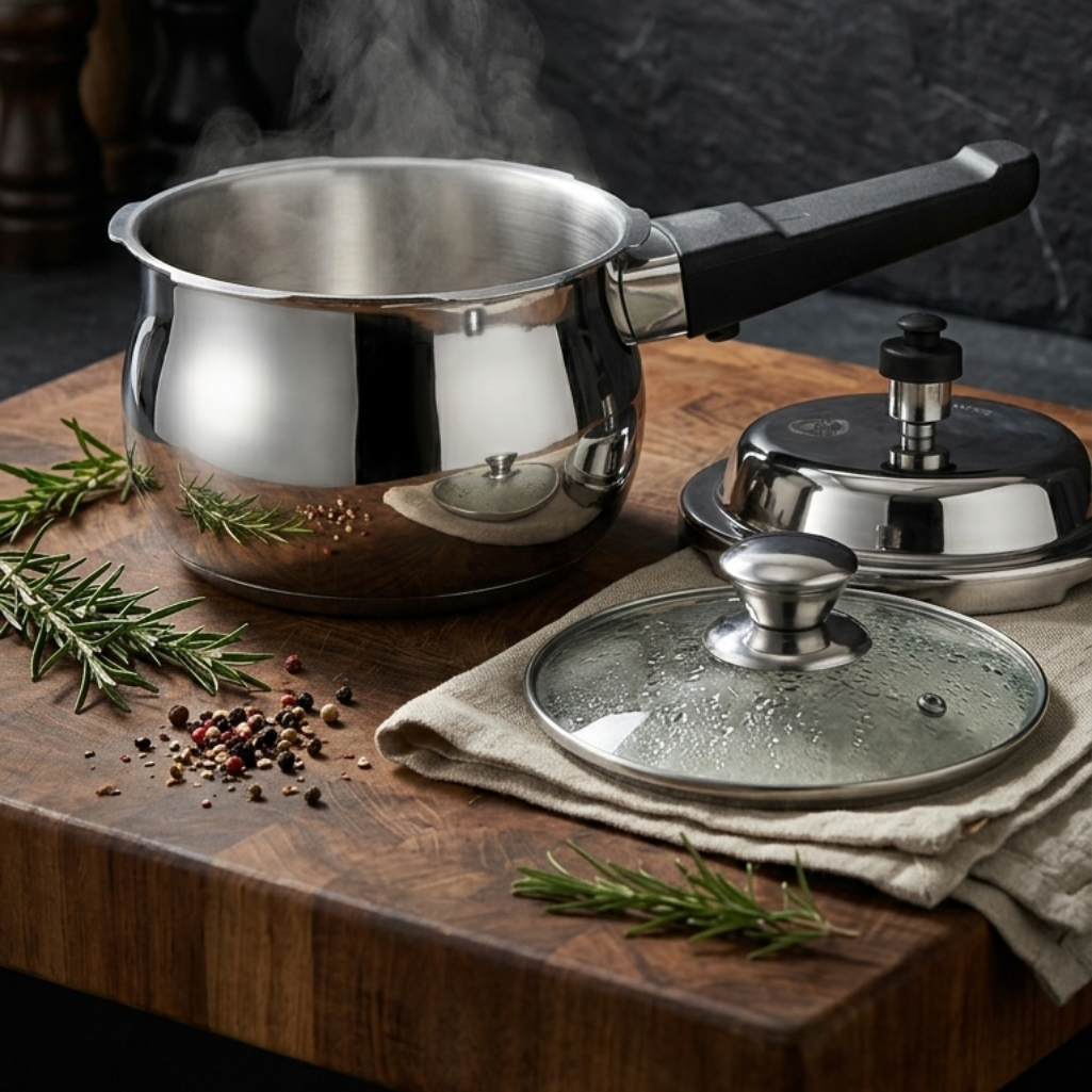 Garuda NRI Stainless Steel Pressure Cooker with free Glass Lid 1.5/2.5/3.5/5.5/7.5 ltr
