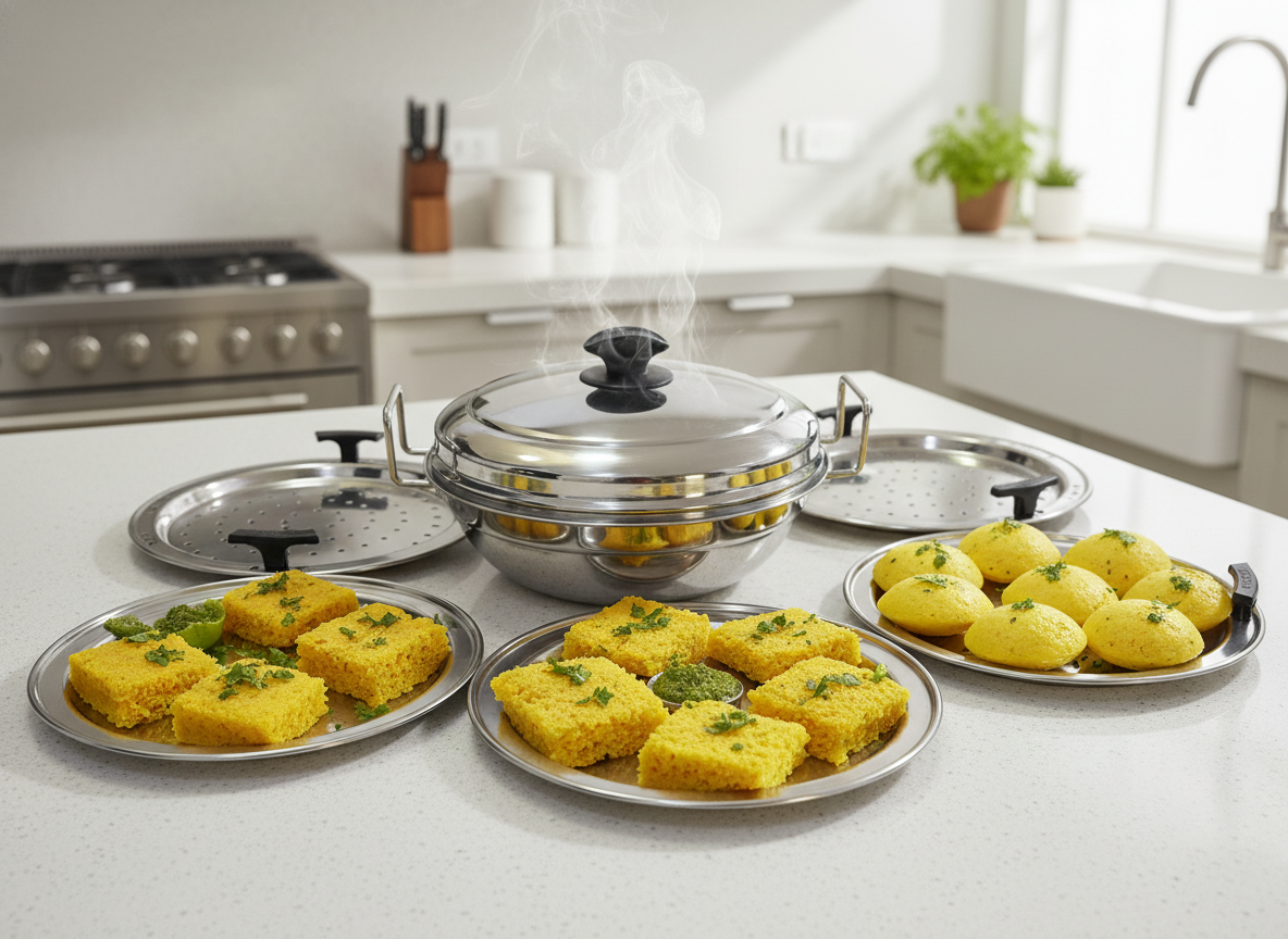 Garuda Stainless Steel Induction Bottom Multi Kadai with 6 Plates