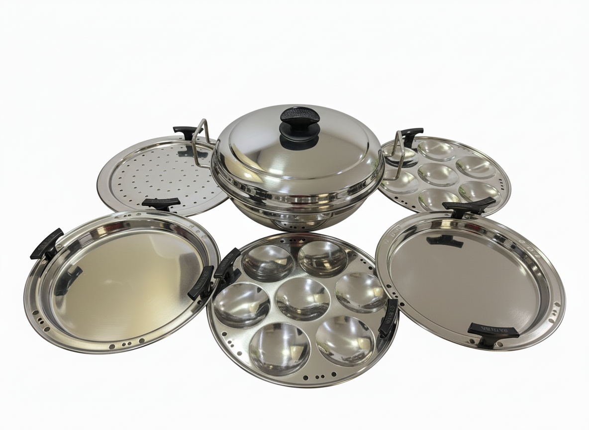 Garuda Stainless Steel Induction base Multi Kadai with 5 Plates