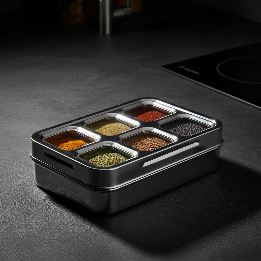 Rectangle Masala Dabba - 6 Vatki Edition