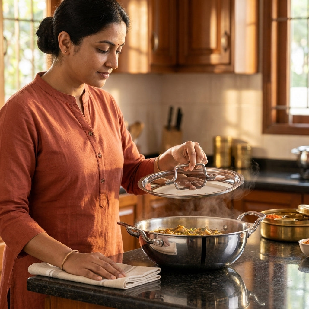 Garuda Plain Triply Kadai With Lid – 18 to 32 cm
